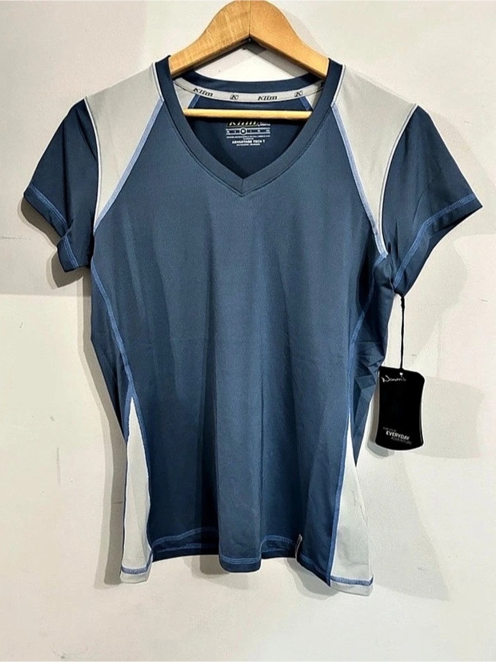 Klim Advantage Tech V-Neck Athletic Shirt in Blue & Gray Size Medium NWT